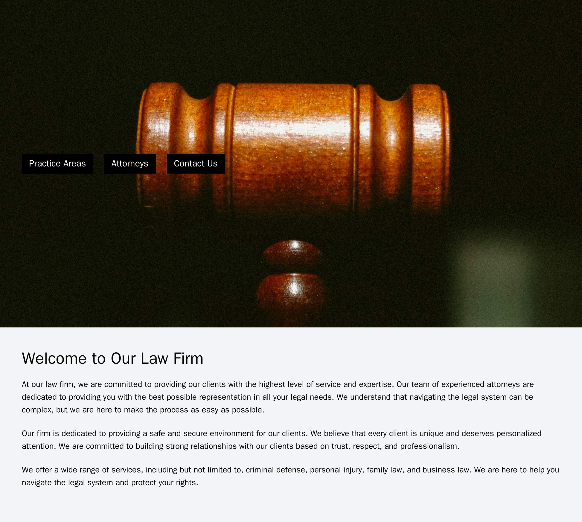 Law Firm Website: A simple yet professional design featuring a centered logo, a top navigation bar with clear choices li Web Template 1739