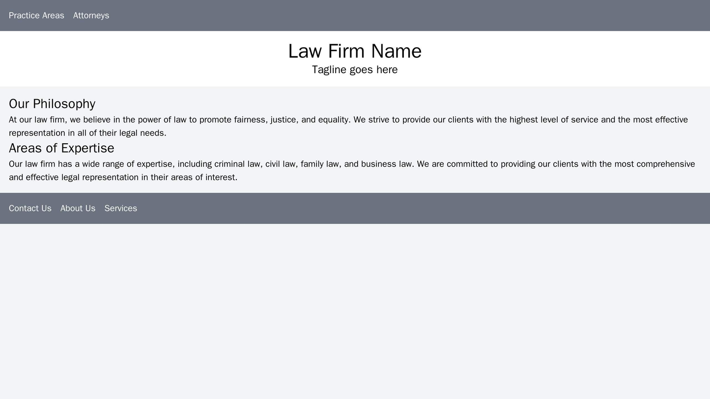 Law Firm Website: A formal design with a top bar featuring links to Practice Areas and Attorneys. A header with the firm Web Template 976