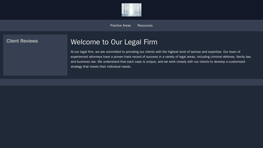 Legal Firm: A professional design with a centered logo, a dark color scheme, a top navigation bar for practice areas and Web Template 1591