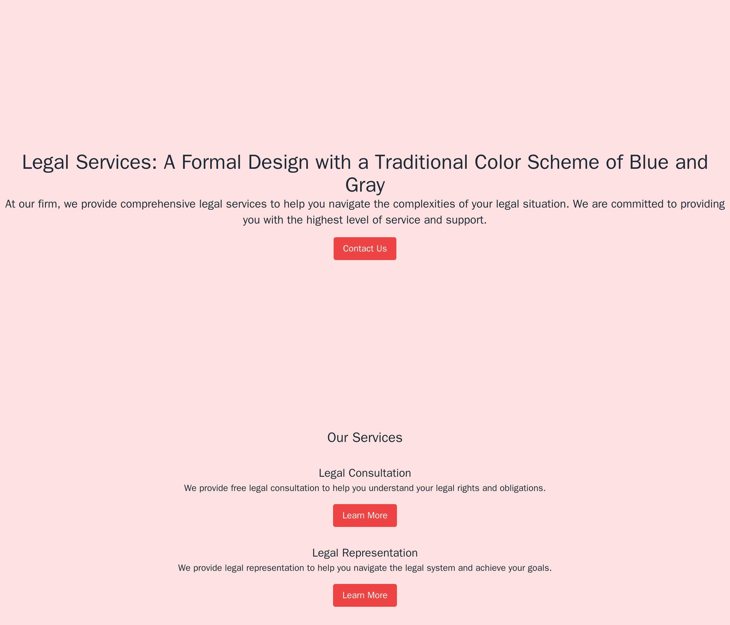 Legal Services: A formal design with a traditional color scheme of blue and gray. The hero area displays a lawyer in act Web Template 428