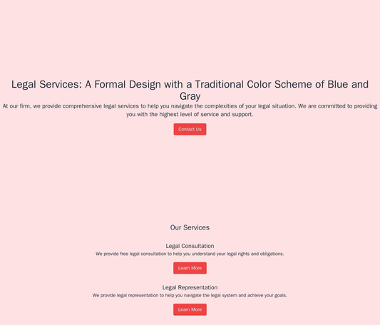 Legal Services: A formal design with a traditional color scheme of blue and gray. The hero area displays a lawyer in act Web Template 428