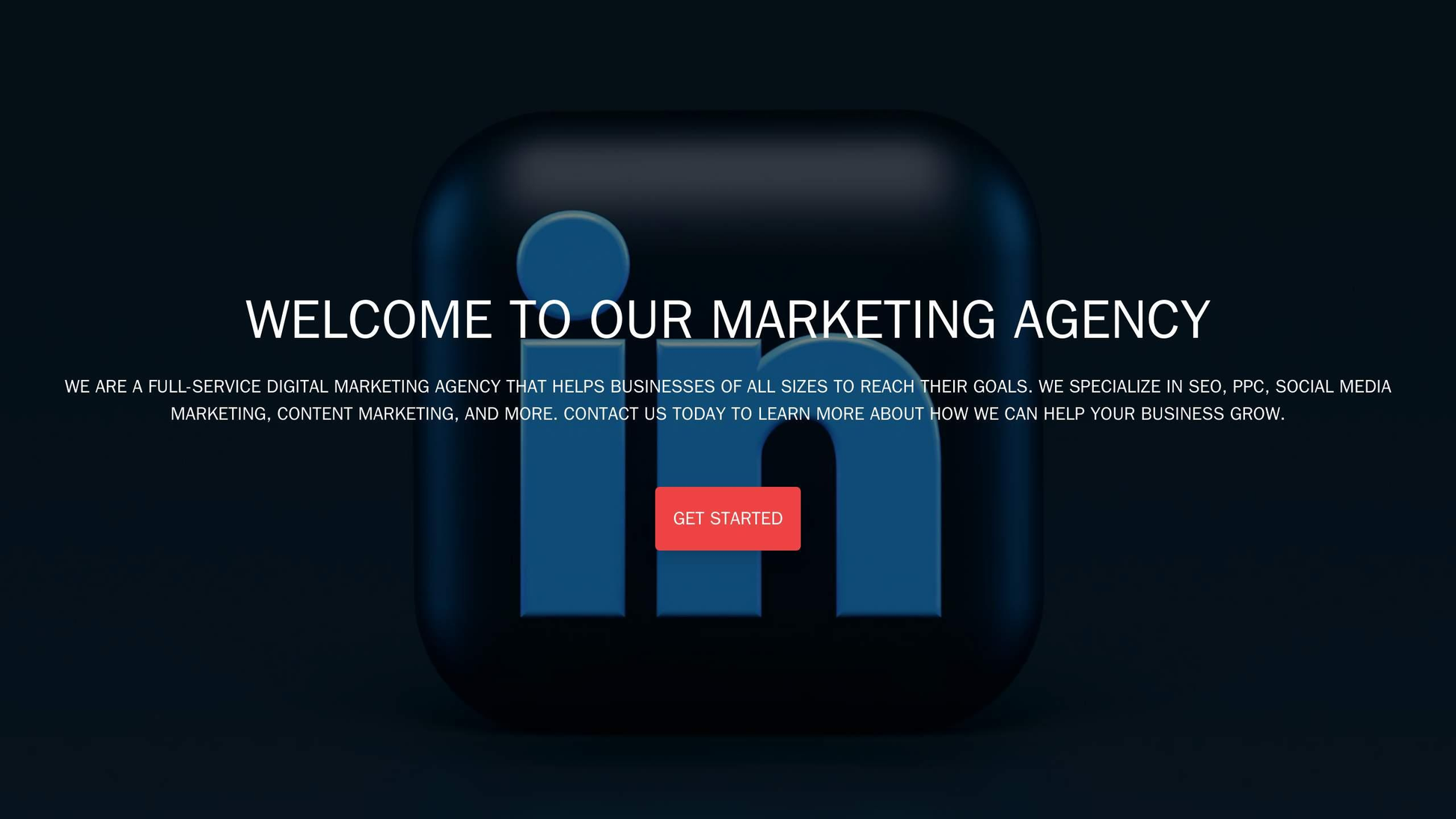 Marketing Agency: A one-page design with a video background, a centered logo, and a call-to-action button. The sections  Web Template 690