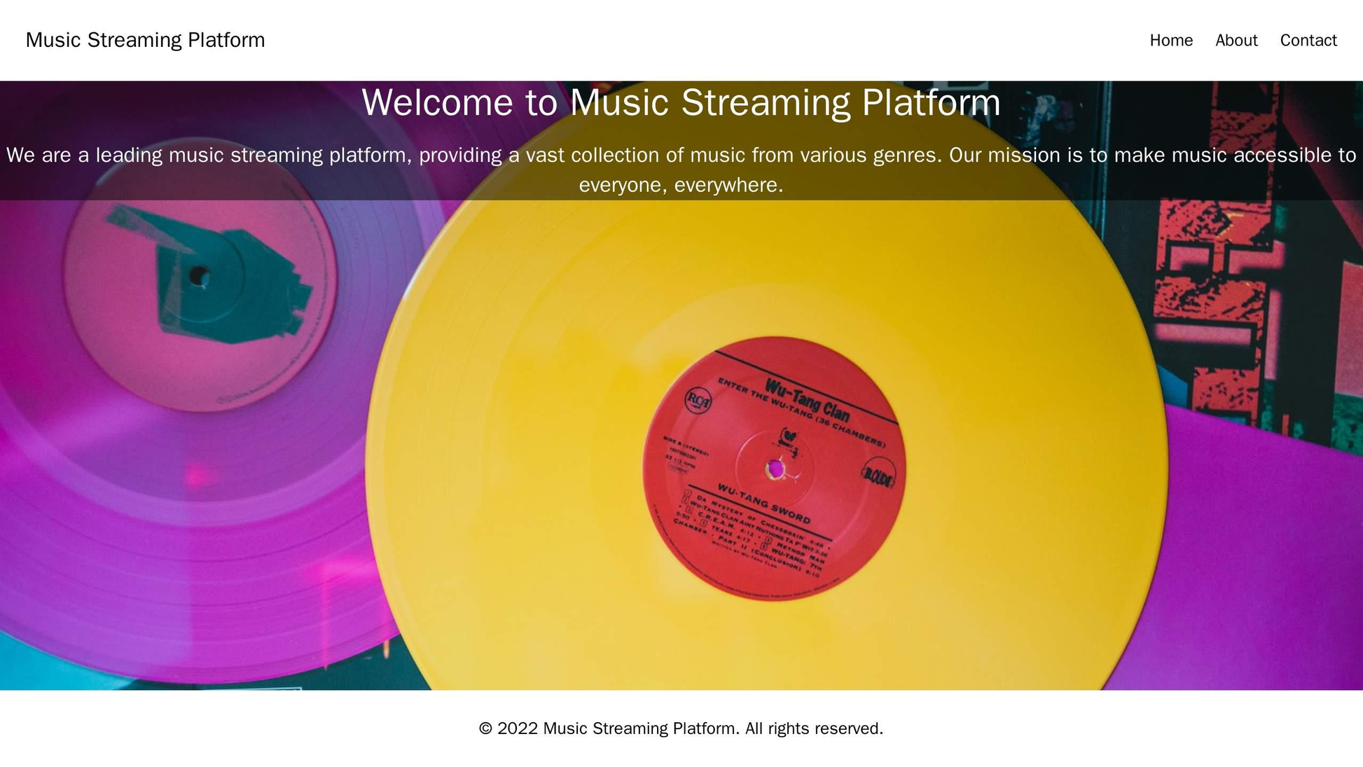 Music Streaming Platform: A design that puts the focus on music with a large background image of an artist or album cove Web Template 1049