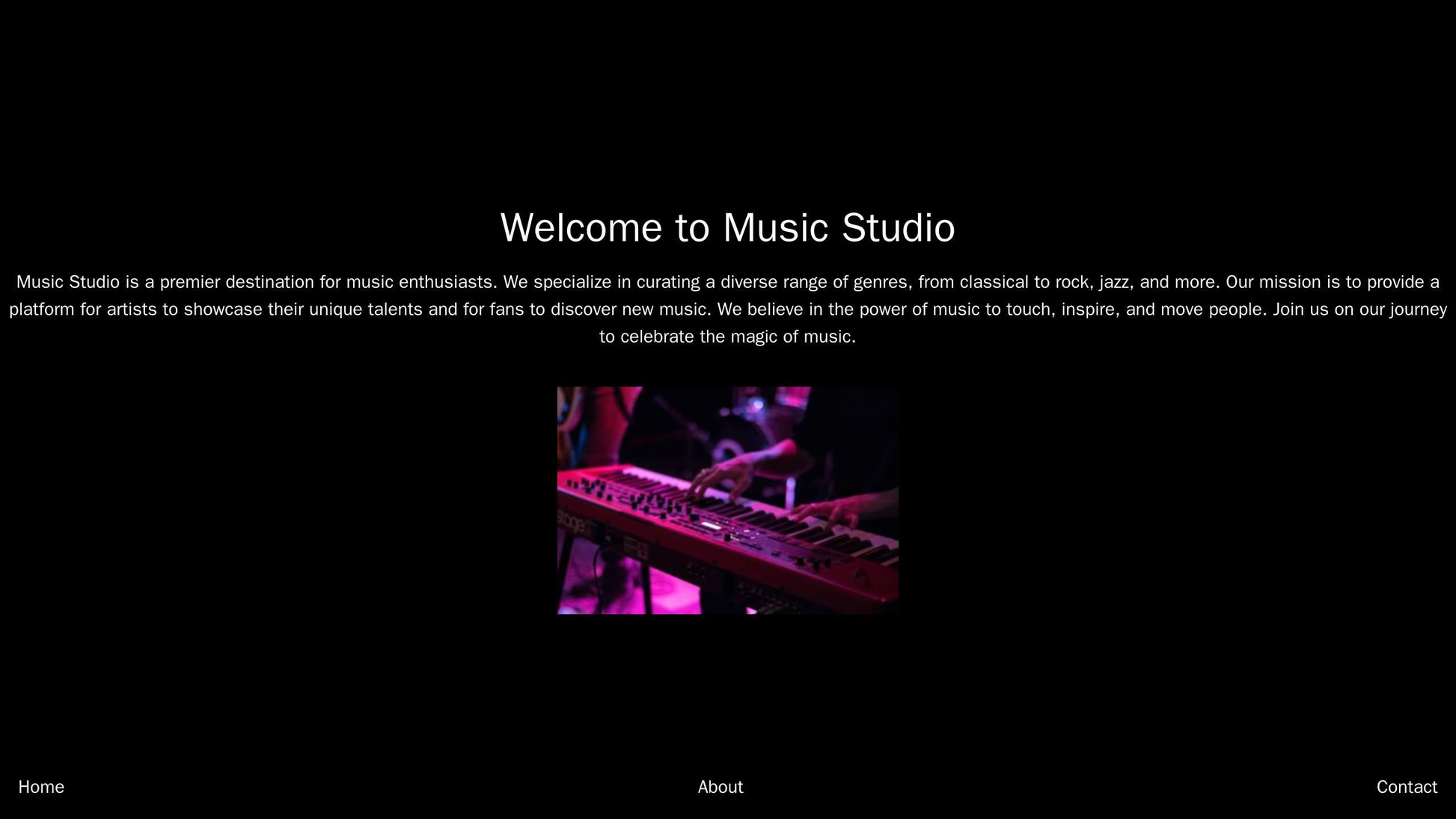 Music Studio: A layout featuring a full-width image slideshow of musicians, with the logo and navigation bar at the bott Web Template 65