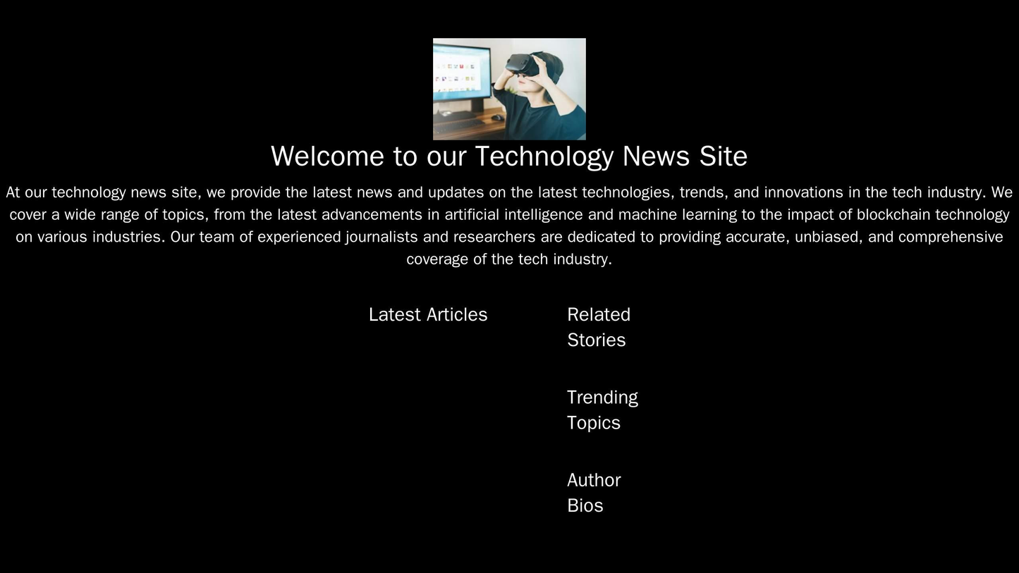 News Site for a Technology Company: A minimalist design with a centered logo, a black background, and white text. A two- Web Template 140