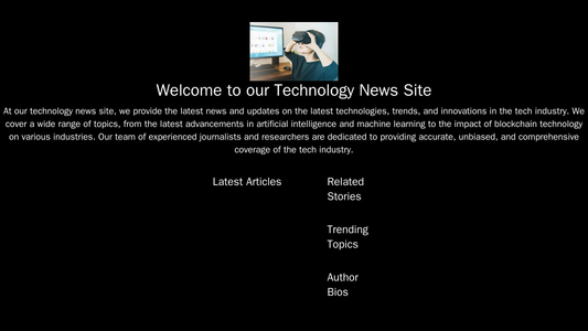 News Site for a Technology Company: A minimalist design with a centered logo, a black background, and white text. A two- Web Template 140