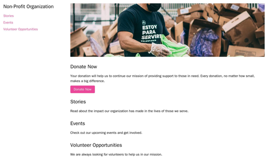 Non-Profit Organization: A visually appealing design with a large image of the organization's cause at the hero area. A  Web Template 201