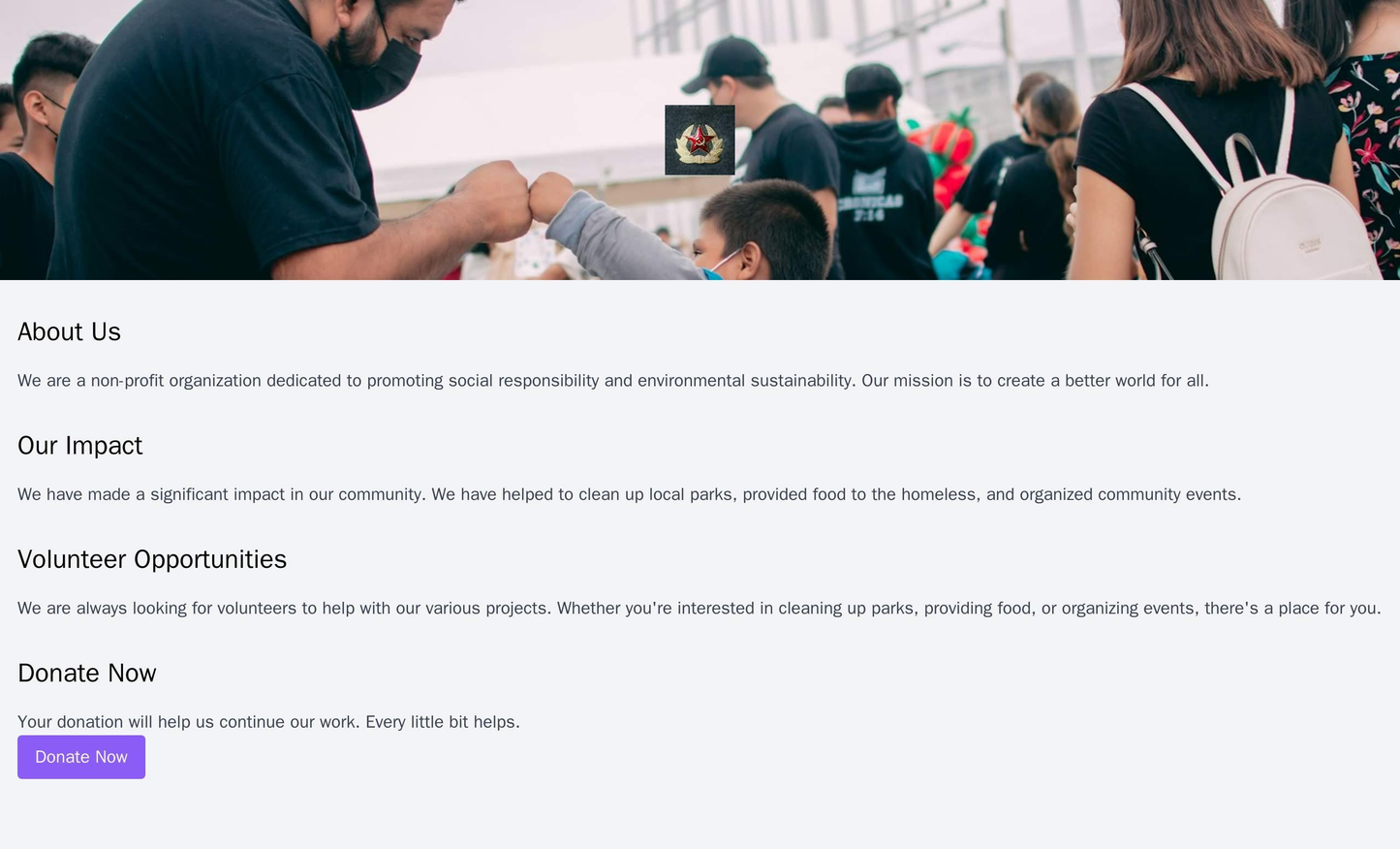 Non-Profit Organization: A socially conscious design with a full-width header image of the organization's cause, a cente Web Template 552