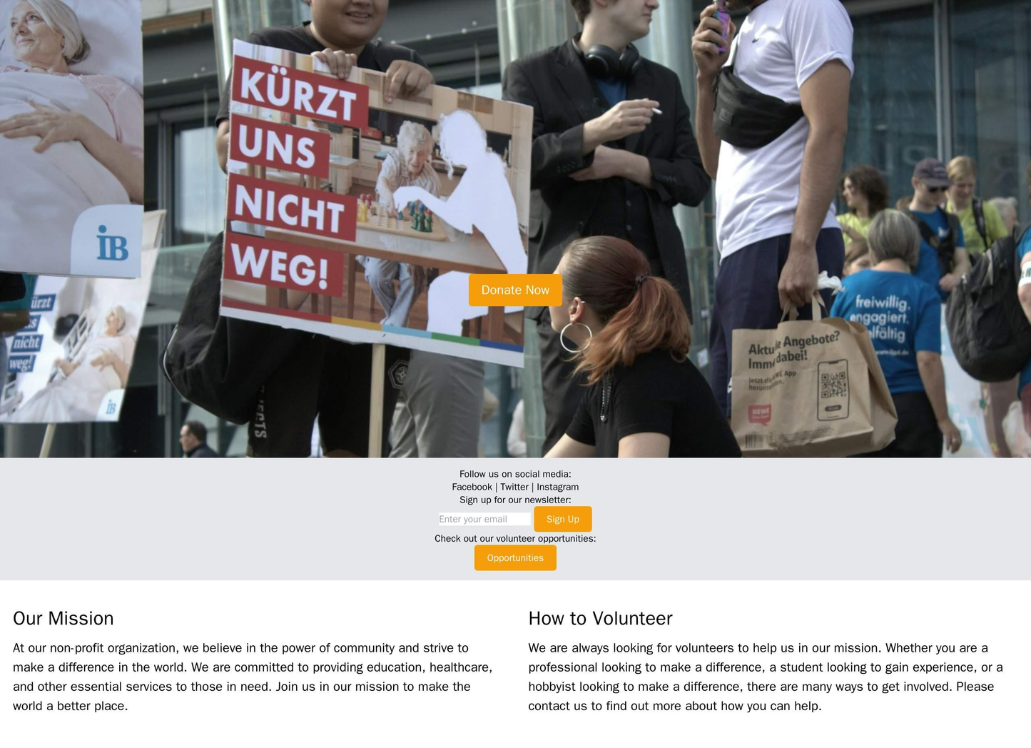 Non-Profit Organization Site: A full-screen image of their cause with a call-to-action button overlaid. A two-column lay Web Template 1726