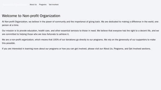 Non-profit Organization: A website design with a warm and welcoming look, featuring a logo at the top left and a navigat Web Template 104