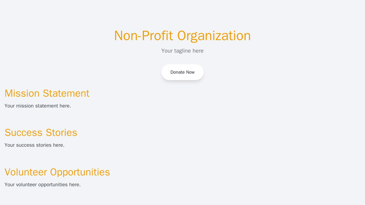 Non-profit Organization: A one-page design with a prominent donation call-to-action at the top, a centered logo, and scr Web Template 1088