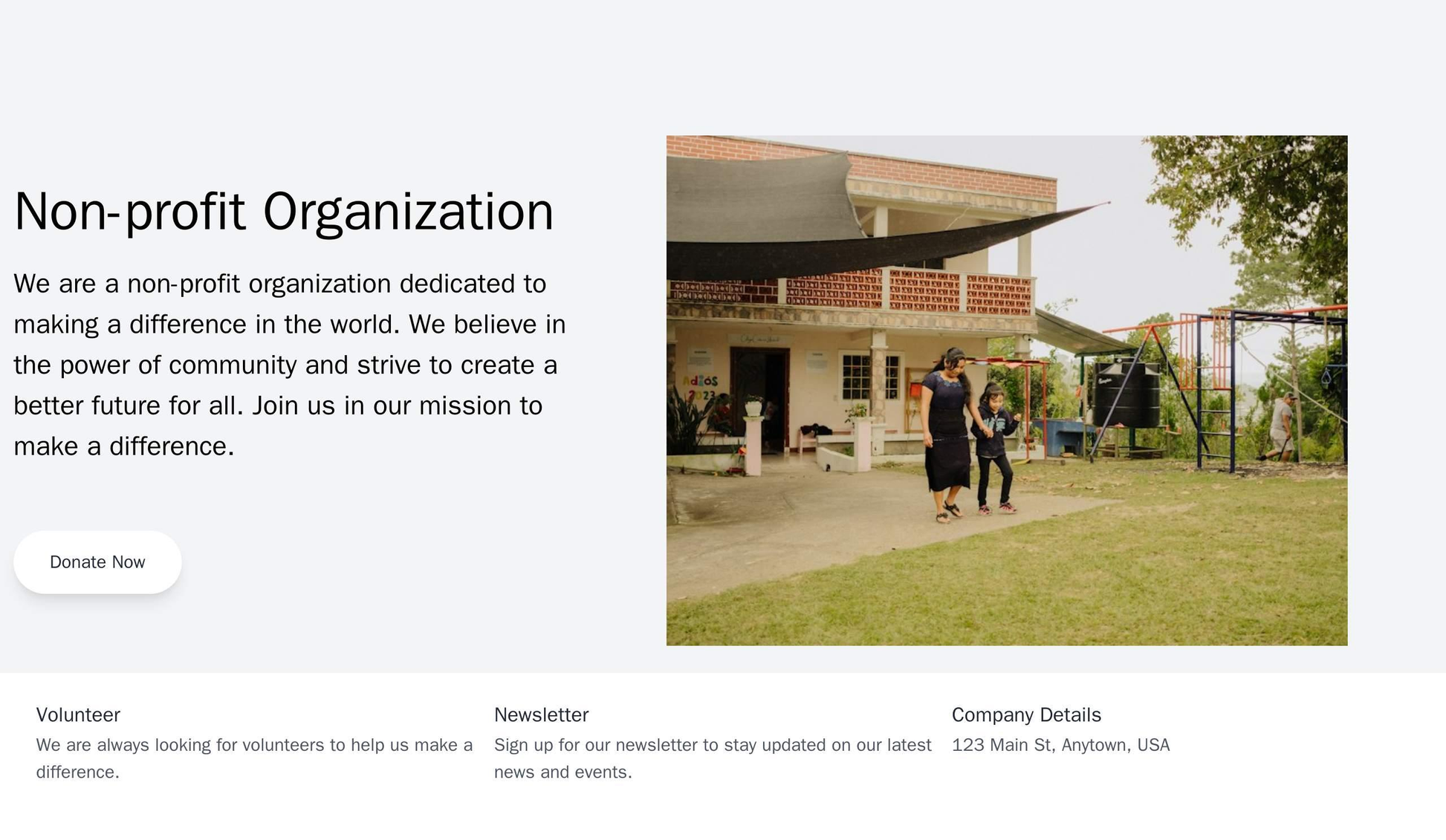 Non-profit Organization: A full-screen hero image of people or a cause, with a donation call-to-action button prominentl Web Template 1342