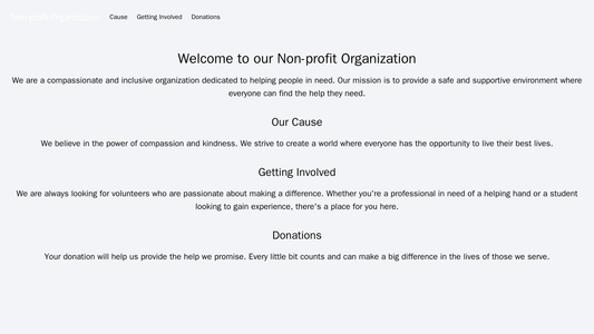 Non-profit Organization: A compassionate and inclusive design with a centered logo and a horizontal menu at the top of t Web Template 820