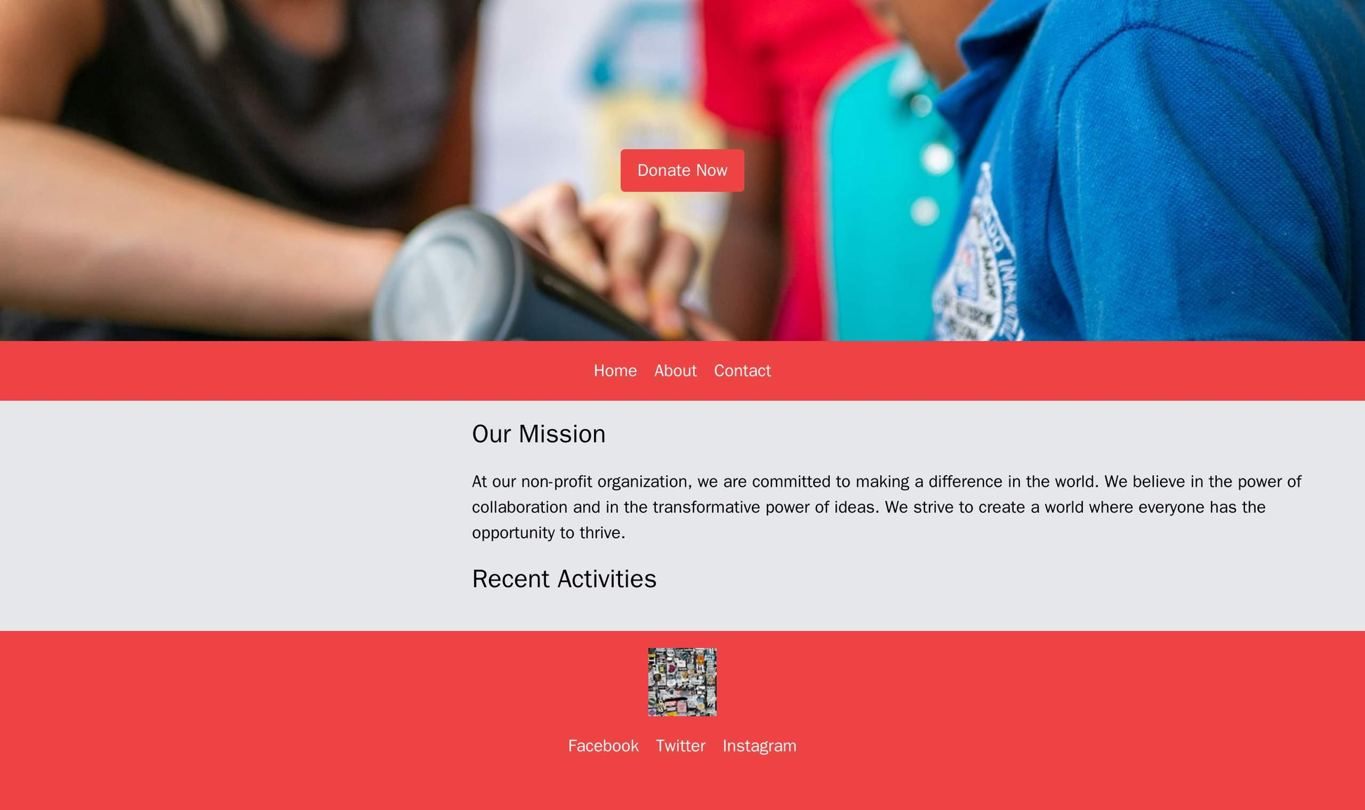 Non-profit Organization Website: Full-width header image with a call-to-action button, clear navigation menu, donation f Web Template 1703