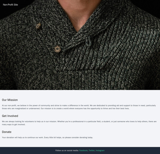 Non-profit Site: A one-column layout with a large header image of people in need or the mission statement. The navigatio Web Template 127