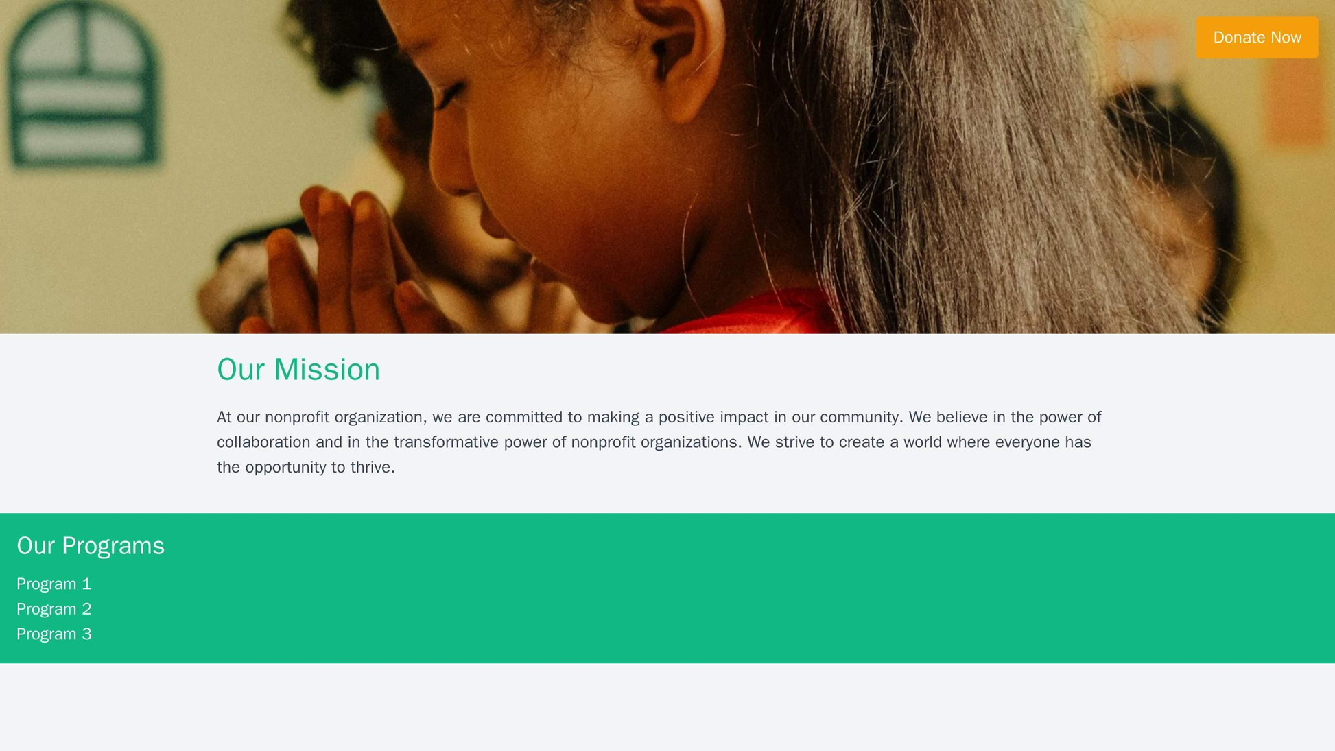 Nonprofit Organization: A one-page website with a full-width header image and mission statement, a call-to-action button Web Template 1348