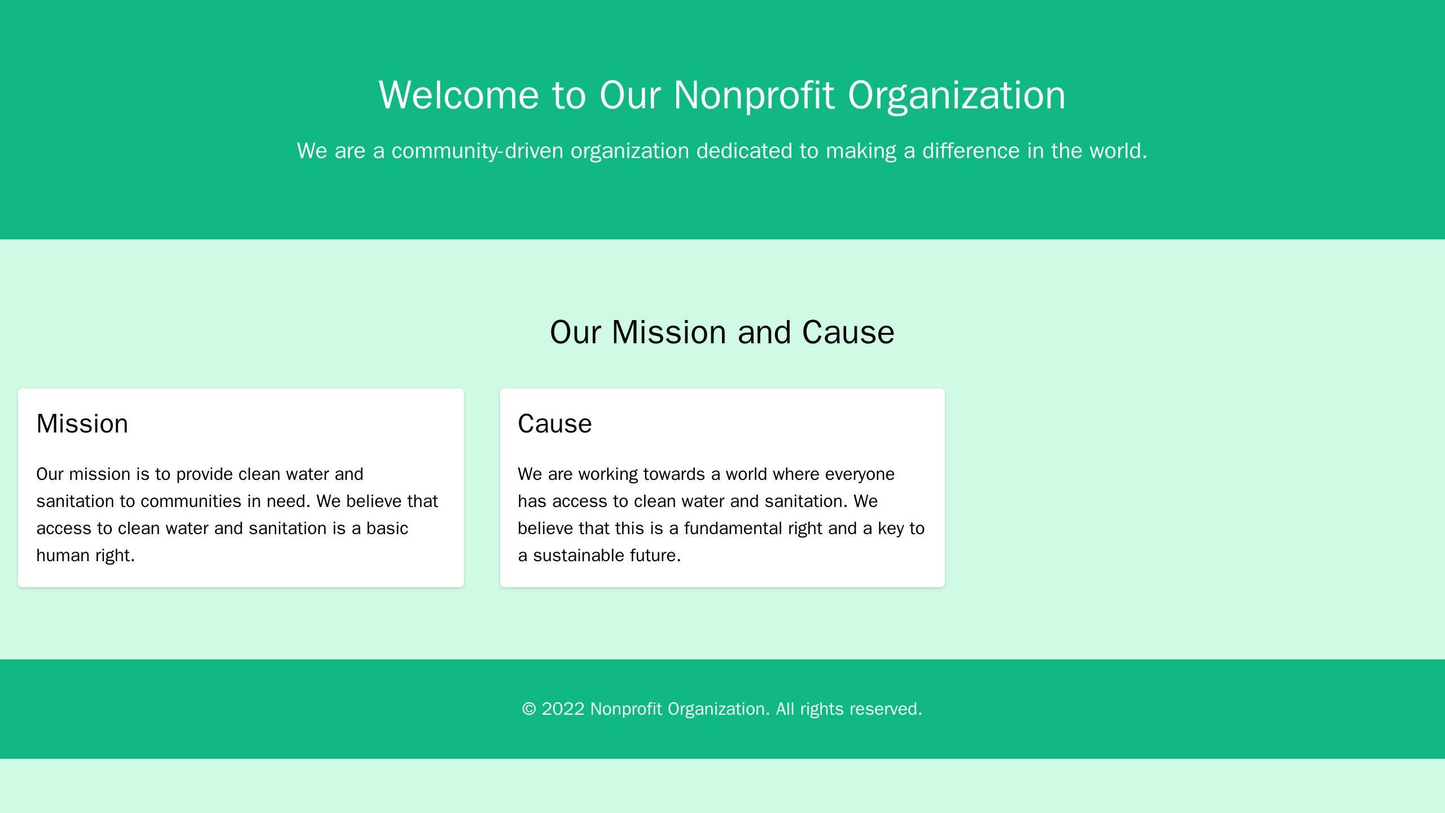 Nonprofit Organization: A clean and compassionate design featuring a full-width hero image, a donation call-to-action bu Web Template 1389