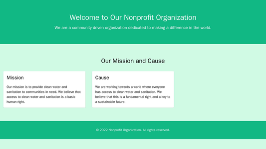 Nonprofit Organization: A clean and compassionate design featuring a full-width hero image, a donation call-to-action bu Web Template 1389