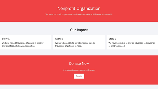 Nonprofit Organization: A simple, clean design with a centered logo. A top banner for mission statement and call-to-acti Web Template 1407