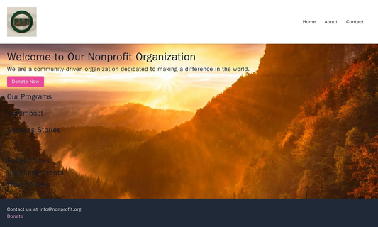 Nonprofit Organization: A clean design with the organization's logo, tagline, and mission statement as the hero on the h Web Template 1446