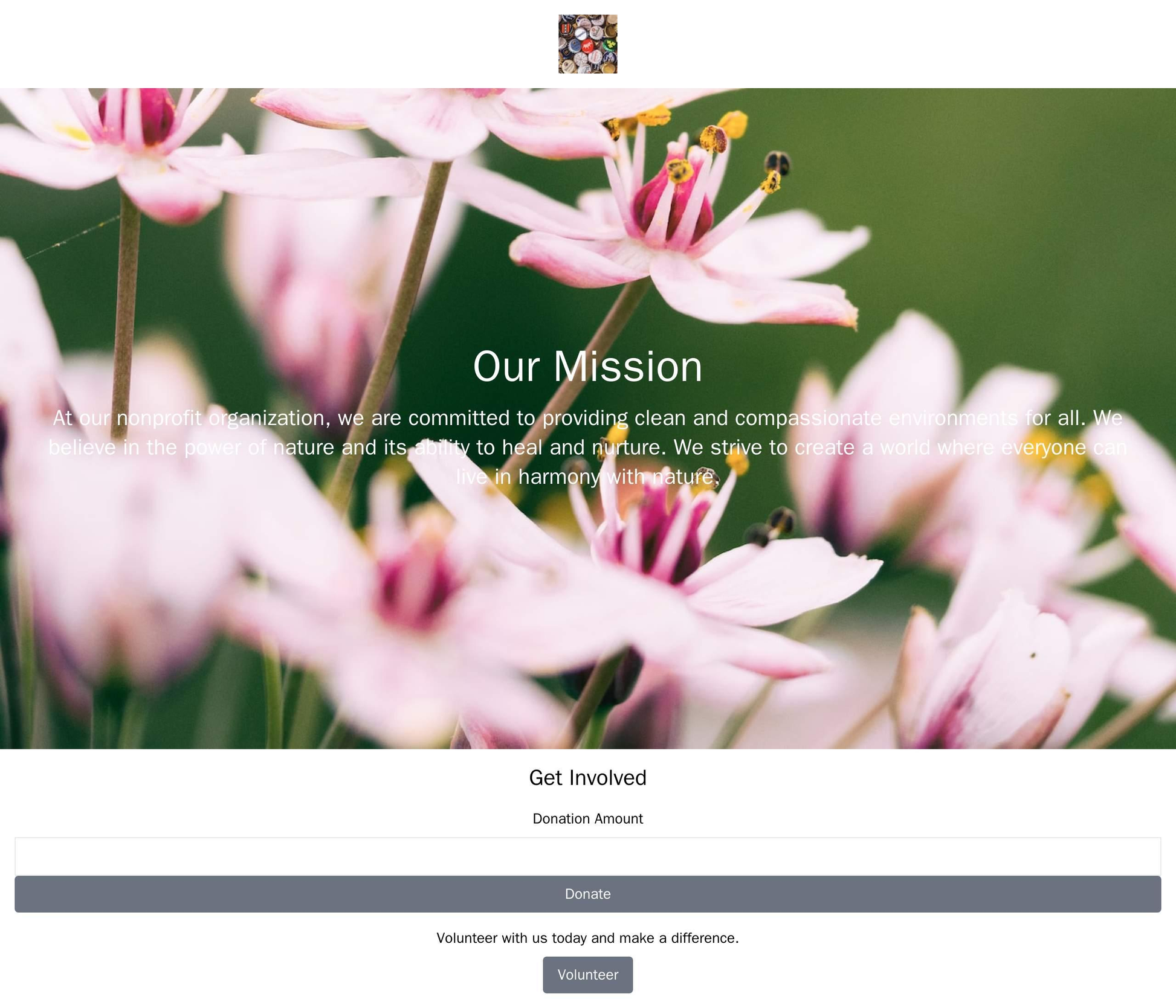 Nonprofit Organization: A clean and compassionate layout, with a large background image and centered text outlining thei Web Template 1883