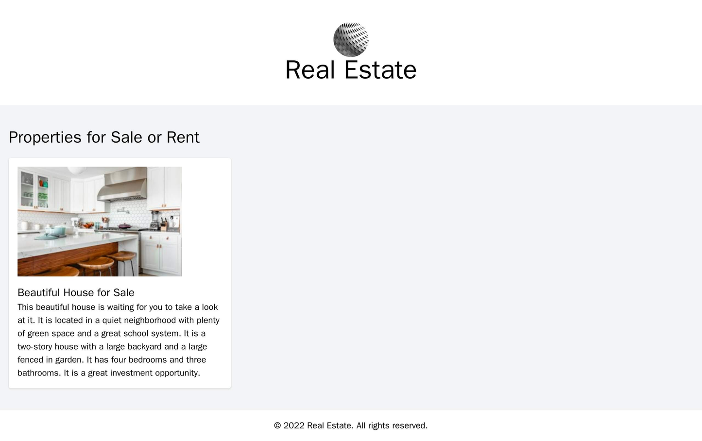 Real Estate: A visually appealing layout with large, high-resolution images of properties, a centered logo, and a simple Web Template 291