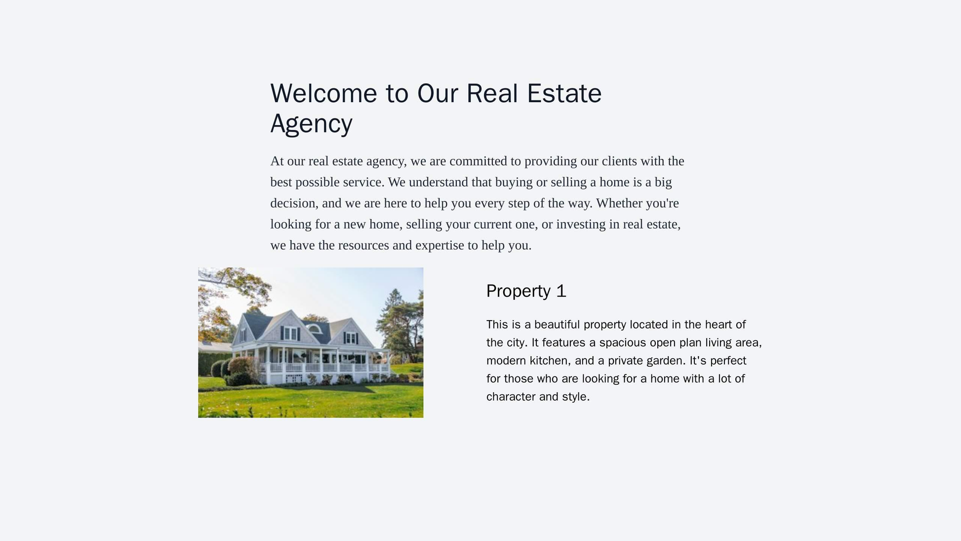 Real Estate Agency: A two-column design with properties listed on the right and detailed information displayed on the le Web Template 1095