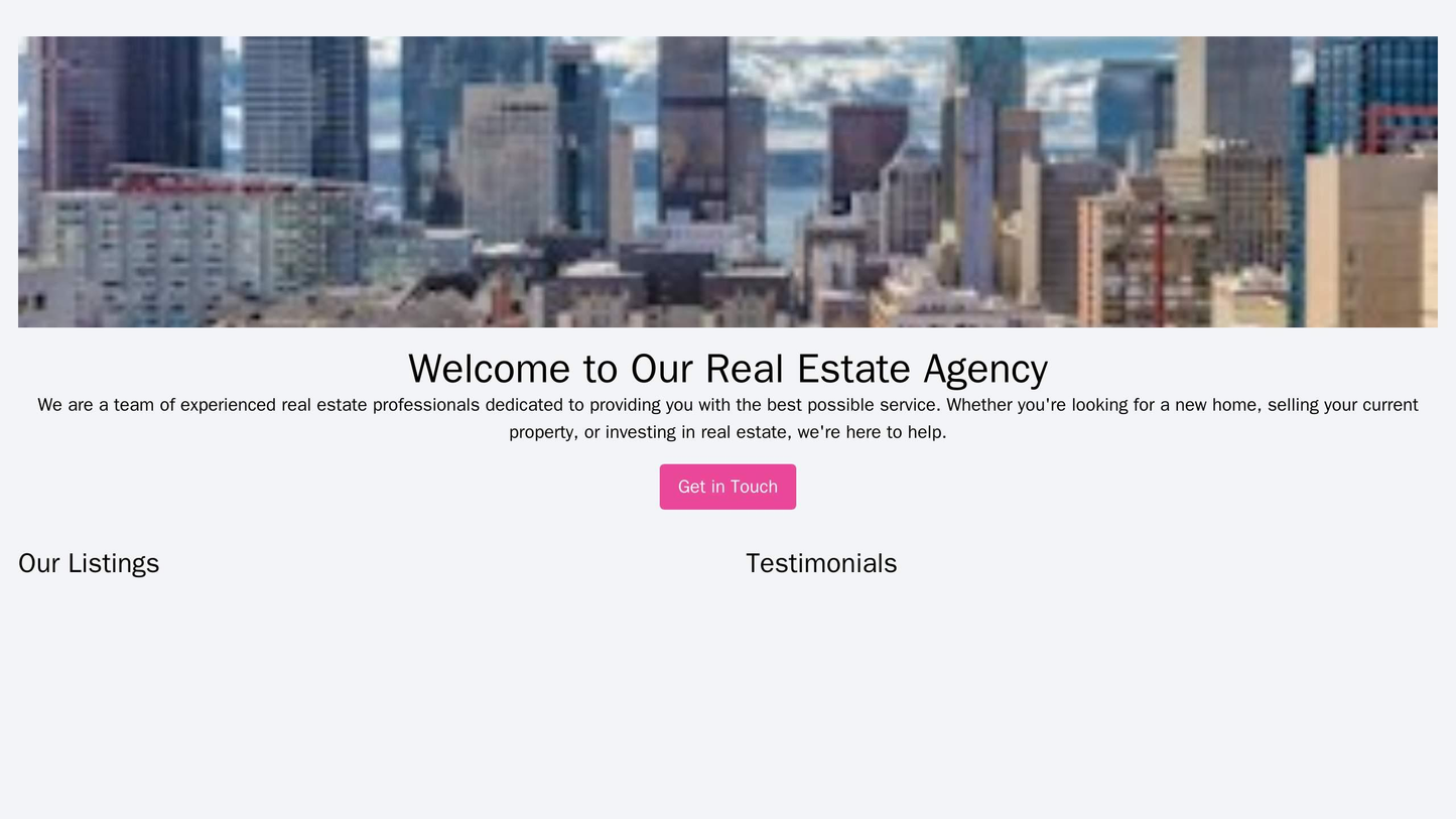 Real Estate Agency: A two-column design with a full-width header image showcasing a beautiful property, a centered logo, Web Template 1997