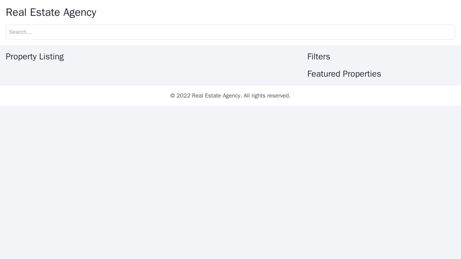 Real Estate Agency: A clean and professional layout with a prominent search bar and property listing section at the cent Web Template 933