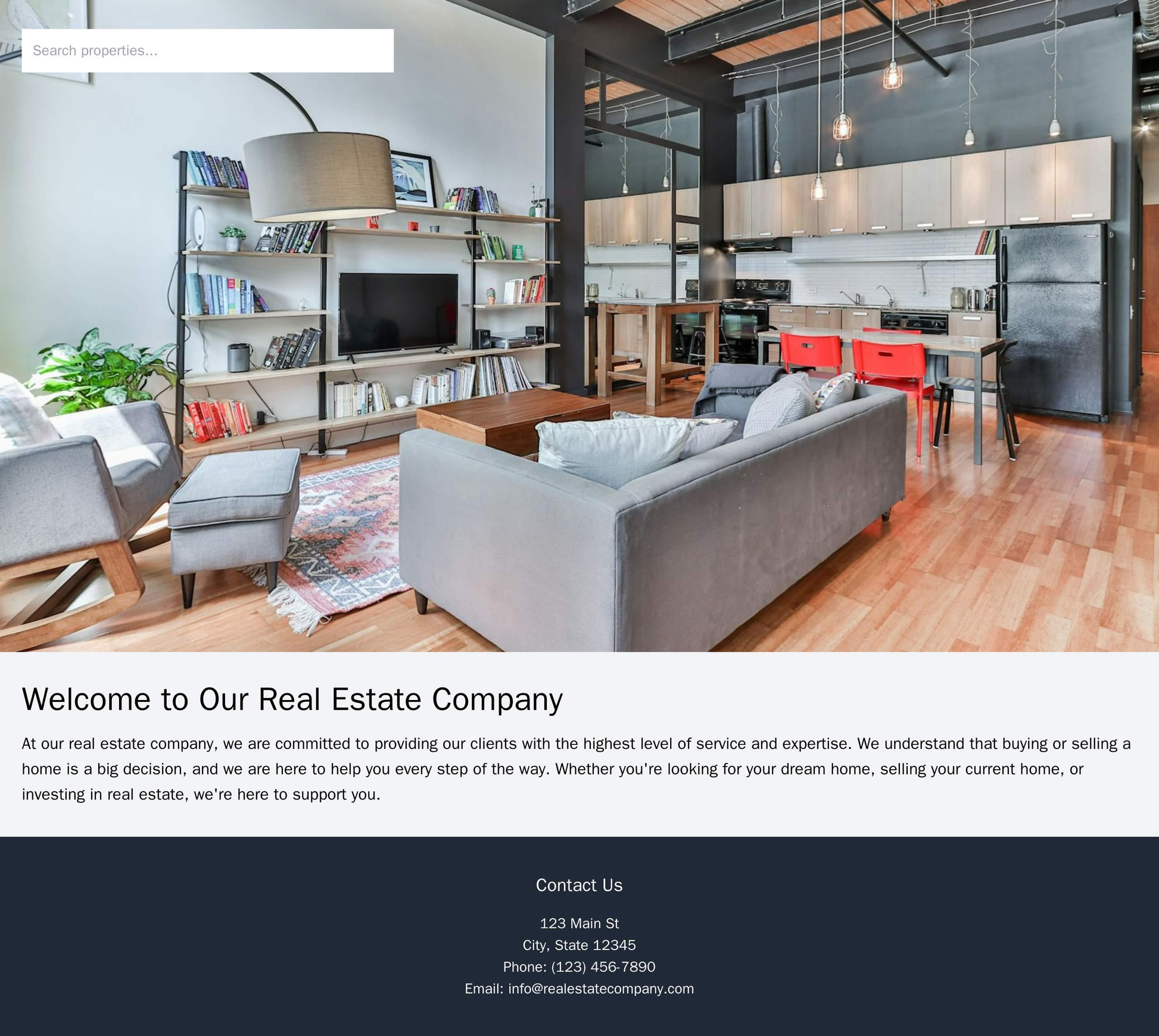 Real Estate Company: A professional and polished design with a full-width header image, a prominent search bar for prope Web Template 1969