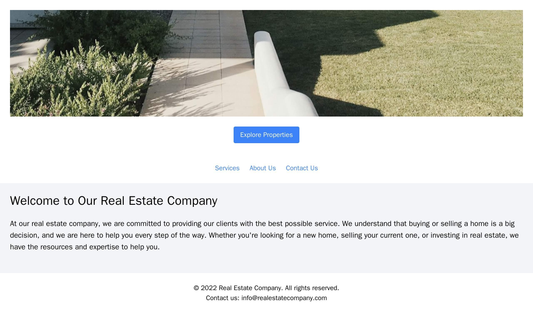 Real Estate Company: A modern design with a header featuring a property image and a call-to-action button. A menu bar wi Web Template 747