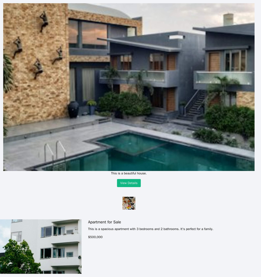 Real Estate Listings Site: A sliding header showing multiple property images with captions and call-to-action buttons. C Web Template 1178