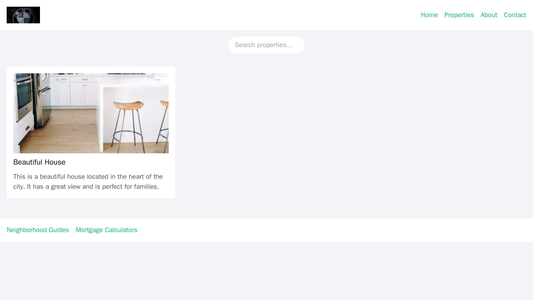 Real Estate Website: A clean and open design with a prominent search bar and a grid layout of property images. The logo  Web Template 1081