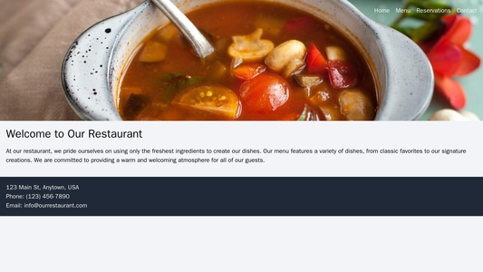 Restaurant: A visually appetizing design, with a full-width header image of a popular dish, overlaid with a transparent  Web Template 1068