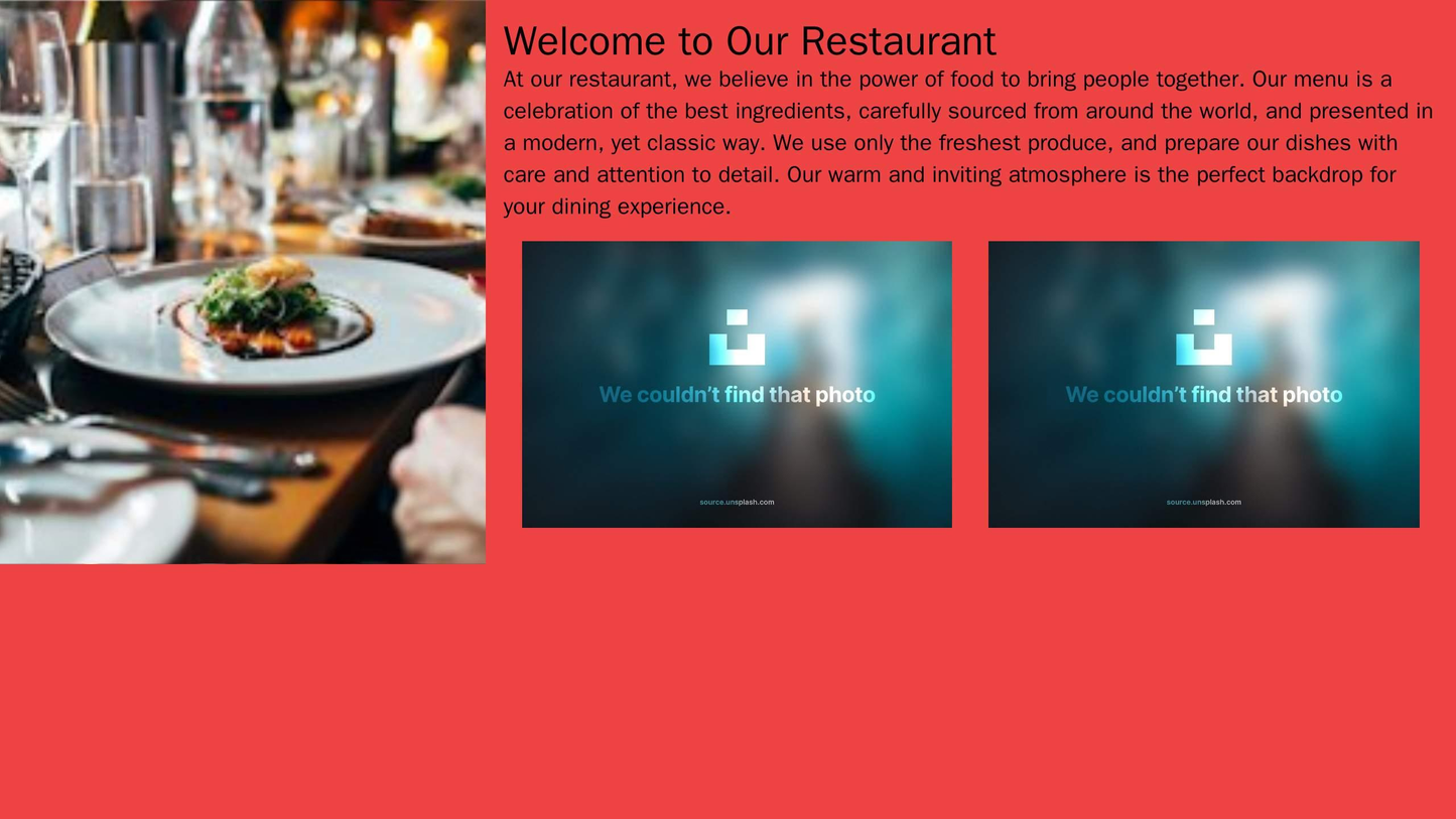 Restaurant: A warm and inviting design with a large, mouthwatering hero image of food taking up the entire width of the  Web Template 813