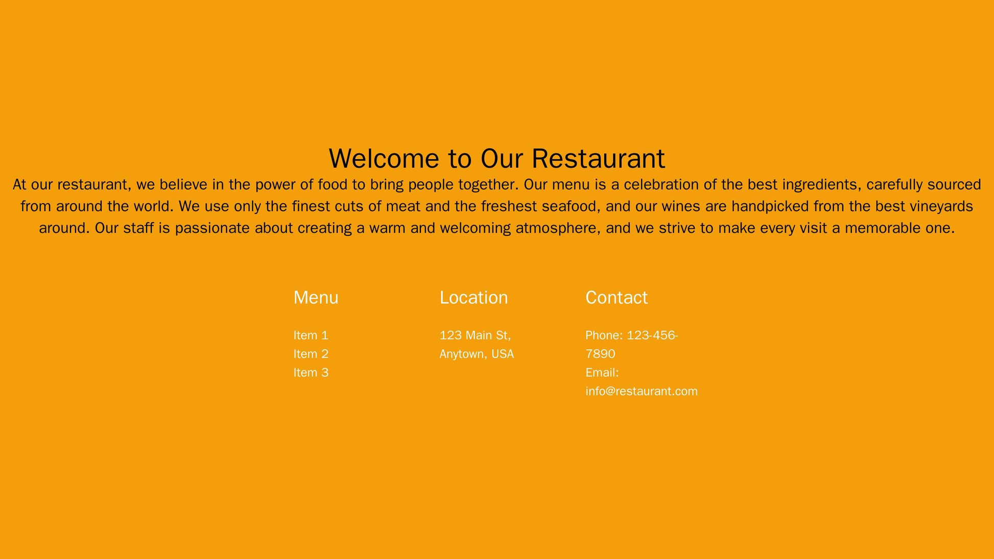 Restaurant Company: A full-screen background image of food with a simple, overlapping menu on top. A left sidebar for me Web Template 1975