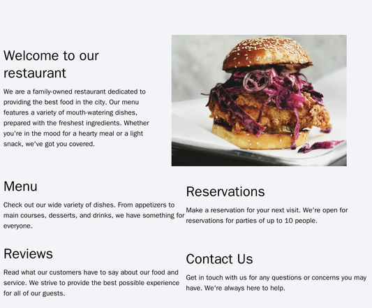 Restaurant Site: A mouth-watering design with a full-width hero image of a delectable dish. The navigation menu is promi Web Template 1251