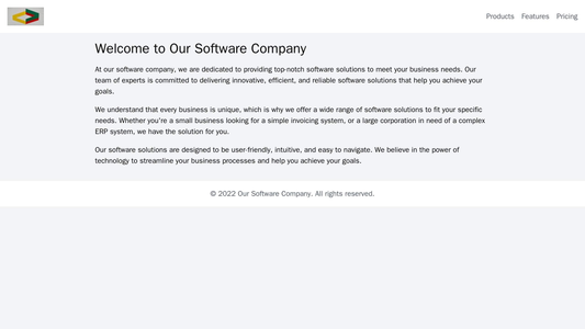 Software Company: A website design with a clean and functional look, featuring a large logo at the top left and a naviga Web Template 105