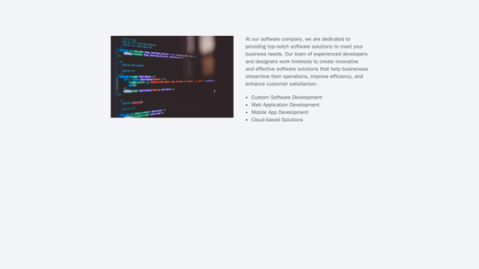 Software Company: A two-column layout with software images on the left and features on the right. The color scheme is mo Web Template 1668