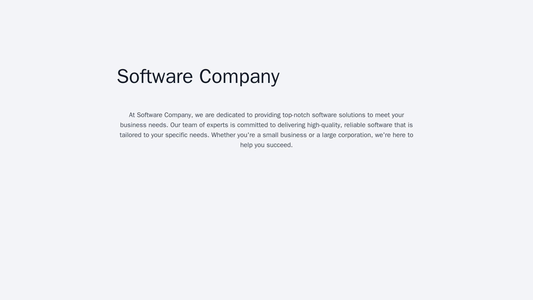 Software Company: A minimalist, single-page design featuring a large logo and tagline at the center. The navigation menu Web Template 388