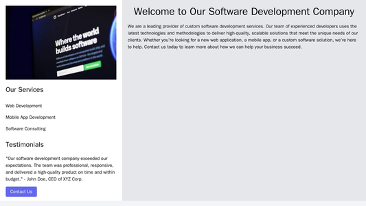 Software Development Company: A corporate and elegant design with a left sidebar, a centered logo, and a subdued color p Web Template 984