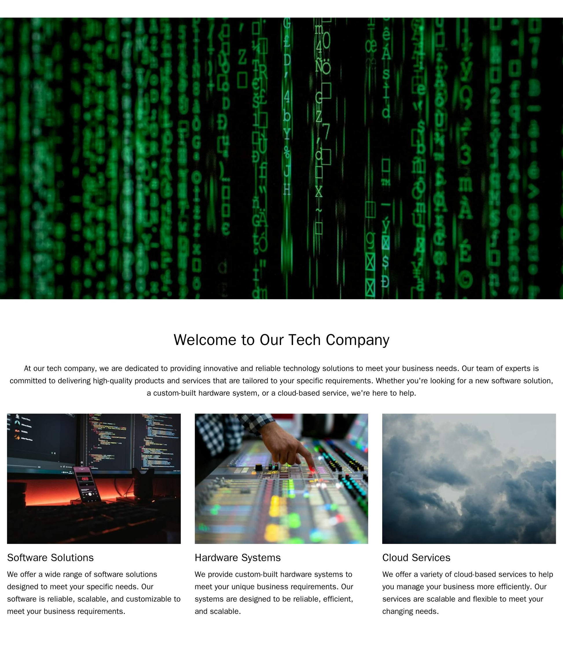 Tech Company: A minimalist design with a large, centered hero image and a three-column layout for showcasing products or Web Template 1418