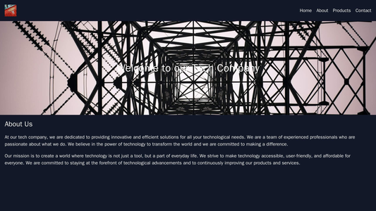 Tech Company: A minimalist design with a dark color scheme, a central logo, and a horizontal navigation menu at the top. Web Template 1818