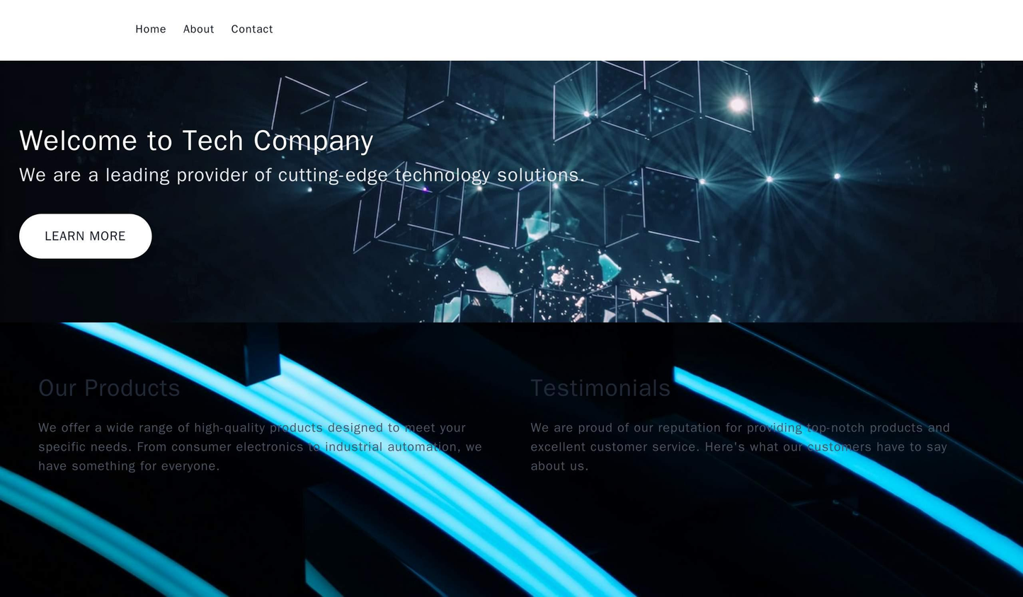 Tech Company Site: A minimalist design with a full-width header image, a simple top navigation menu, a hero section with Web Template 228