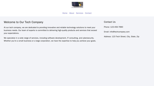Tech Company Site: A minimalistic design with a centered logo, a horizontal navigation bar, a left-aligned main content  Web Template 620