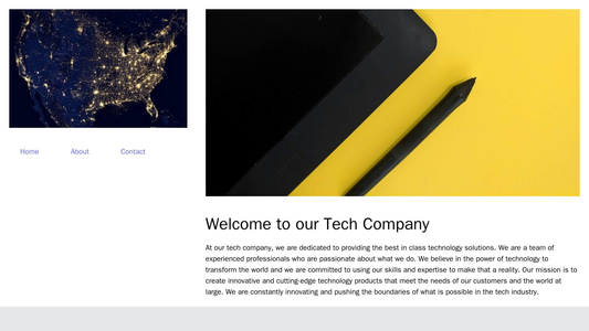 Tech Company Site: Minimalist design with a centered logo, clean lines, a left sidebar for navigation, and a large hero  Web Template 804