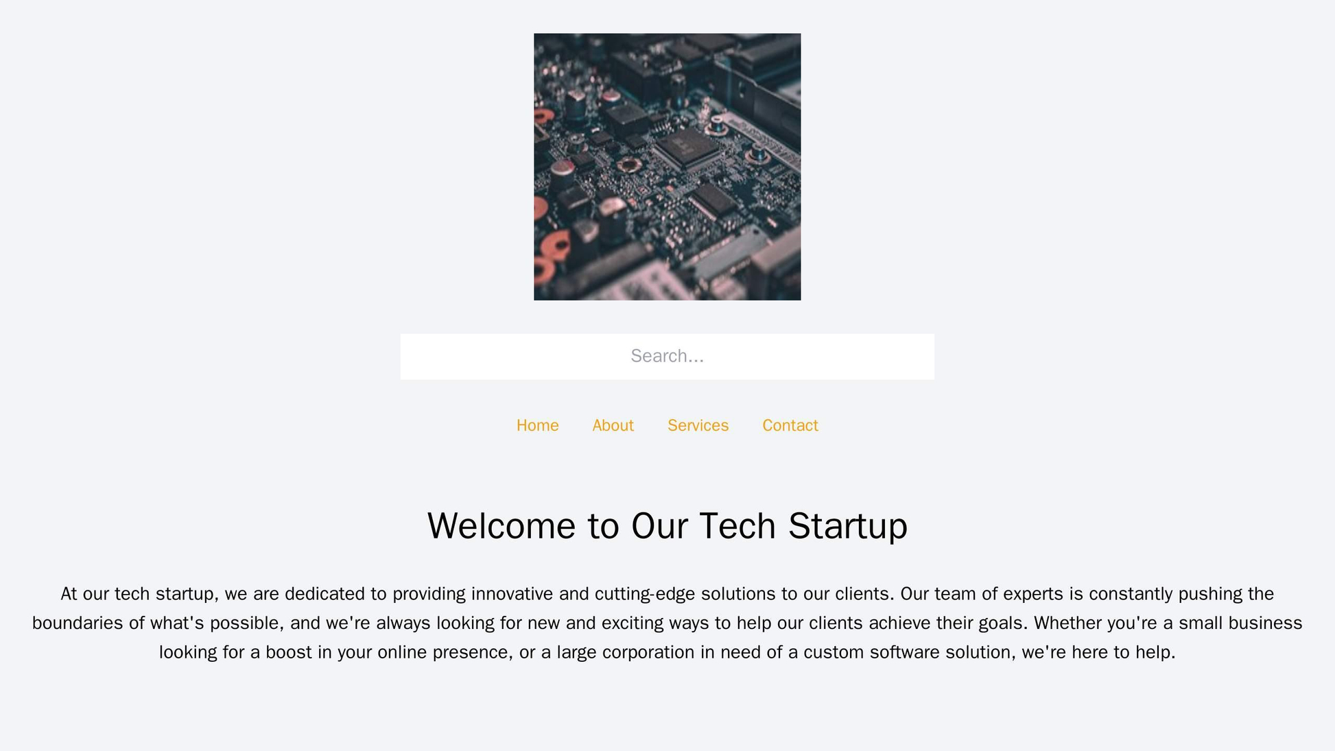 Tech Startup: A two-column design with a bold, centered company logo, a large search bar, and a minimalist navigation me Web Template 1042