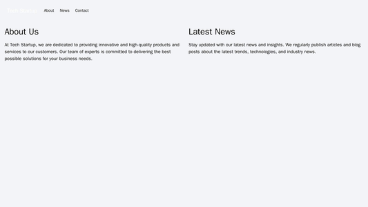 Tech Startup: A contemporary design with a center area for a hero image, a left column for about the company, and a righ Web Template 1597