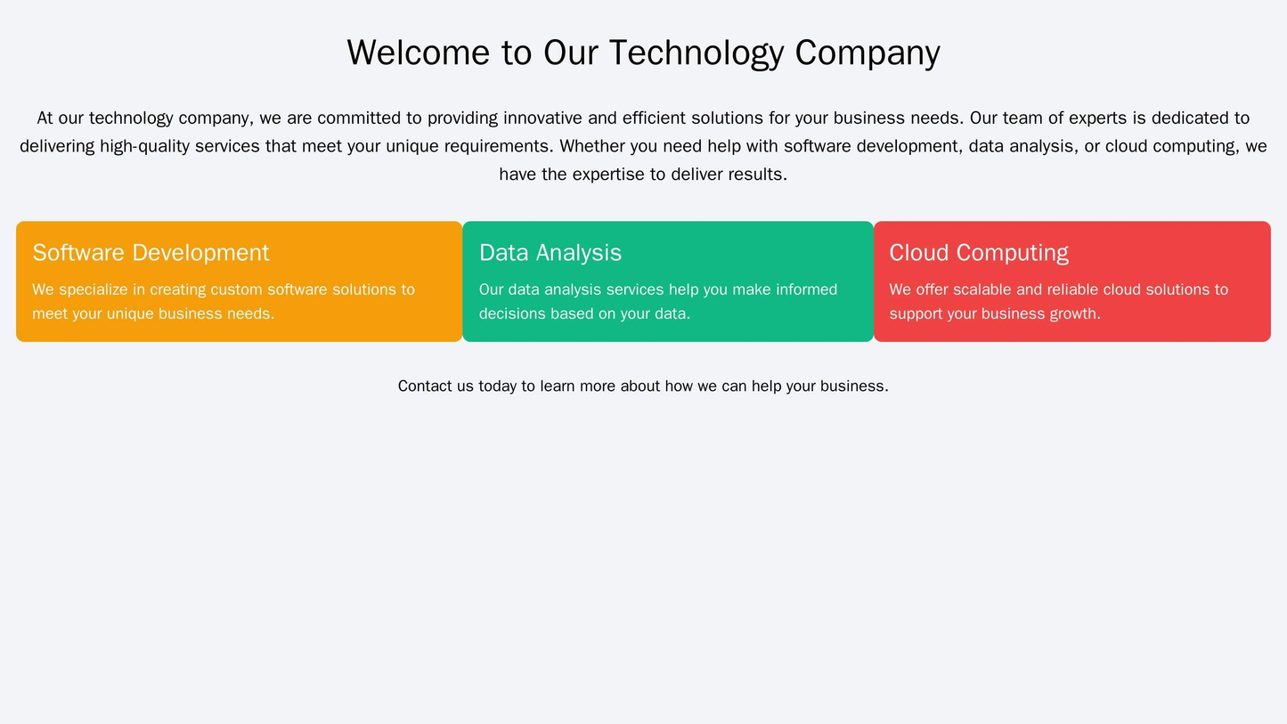 Technology Company: A minimalist design with a full-width header image, a centrally aligned logo, and a horizontal navig Web Template 526