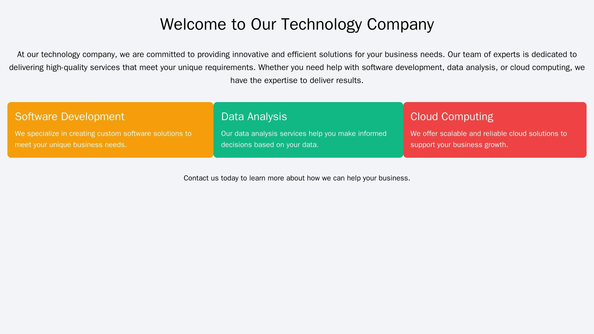 Technology Company: A minimalist design with a full-width header image, a centrally aligned logo, and a horizontal navig Web Template 526